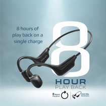 Promate Bone Conduction Headphones, Bluetooth 5.0 Wireless Open Ear Lightweight Headphones with Built-in Mic, Office Ripple Black