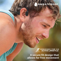 Promate Bone Conduction Headphones, Bluetooth 5.0 Wireless Open Ear Lightweight Headphones with Built-in Mic, Office Ripple Black