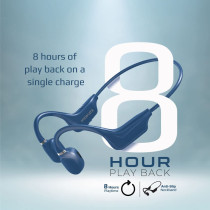 Promate Bone Conduction Headphones, Bluetooth 5.0 Wireless Open Ear Lightweight Headphones, Ripple Blue