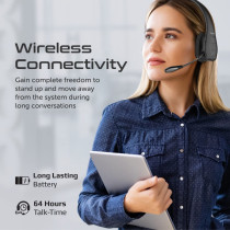 Promate Wireless Bluetooth Mono Headset with Mic, Built-In Controls and Multiple Connectivity, Engage-Pro