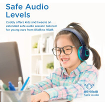 Promate Kids Wireless Headphones, Hi-Definition On-Ear Wired/Wireless Foldable Headset, Aqua