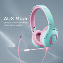 Promate Kids Wireless Headphones, Hi-Definition On-Ear Wired/Wireless Foldable Headset, Bubblegum