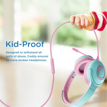 Promate Kids Wireless Headphones, Hi-Definition On-Ear Wired/Wireless Foldable Headset, Bubblegum