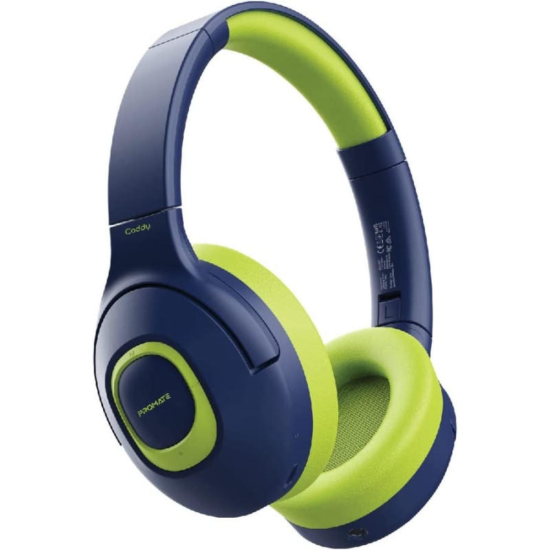 Promate Kids Wireless Headphones, Hi-Definition On-Ear Wired/Wireless Foldable Headset, Emerald