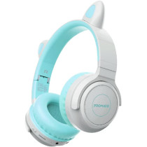 Promate Kids Wireless Bluetooth Headphones, Kawaii Style Wired/Wireless Foldable Headphones, Panda, Aqua