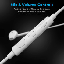 Promate Earbuds with Lightning Connector, In-Ear Apple MFi Certified Mono Earphone, White