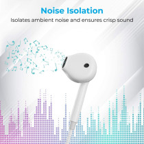 Promate Earbuds with Lightning Connector, In-Ear Apple MFi Certified Mono Earphone, White
