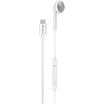 Promate Earbuds with USB-C Connector, Ergonomic In-Ear USB-C HD Mono Earphone with Mic, White