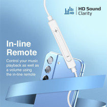 Promate Earbuds with USB-C Connector, Ergonomic In-Ear USB-C HD Mono Earphone with Mic, White
