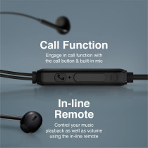 Promate Wired Earphones, Ergonomic In-Ear HD Bass Boost Earbuds with Mic, Noise Isolation, Phonic Black
