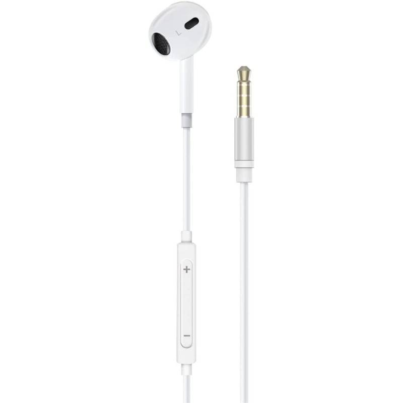 Promate Mono Earbud, Ergonomic In-Ear HD Wired Mono Earphone with Dynamic 13mm Drivers, Buzz White