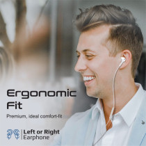 Promate Mono Earbud, Ergonomic In-Ear HD Wired Mono Earphone with Dynamic 13mm Drivers, Buzz White