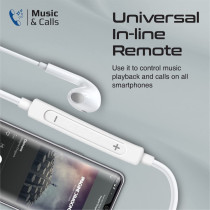 Promate Mono Earbud, Ergonomic In-Ear HD Wired Mono Earphone with Dynamic 13mm Drivers, Buzz White