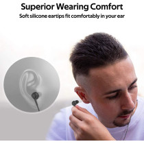 Promate Wired Earphones, Lightweight 3.5mm In-Ear Earbuds Headphones with Noise Isolation, Duet Black