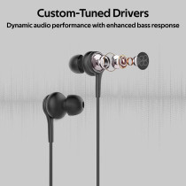 Promate Wired Earphones, Lightweight 3.5mm In-Ear Earbuds Headphones with Noise Isolation, Duet Black