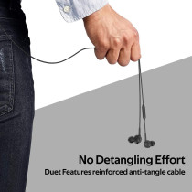 Promate Wired Earphones, Lightweight 3.5mm In-Ear Earbuds Headphones with Noise Isolation, Duet Black