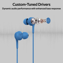 Promate Wired Earphones, Lightweight 3.5mm In-Ear Earbuds Headphones With Noise Isolation, Duet Blue