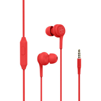 Promate Wired Earphones, Lightweight 3.5mm In-Ear Earbuds Headphones, Duet Red