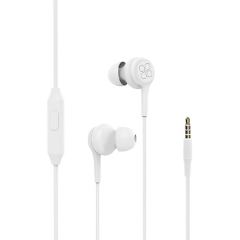 Promate Wired Earphones, Lightweight 3.5mm In-Ear Earbuds Headphones with Noise Isolation, Duet White