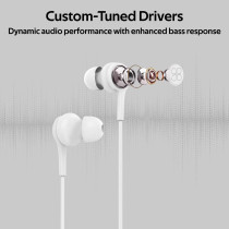 Promate Wired Earphones, Lightweight 3.5mm In-Ear Earbuds Headphones with Noise Isolation, Duet White