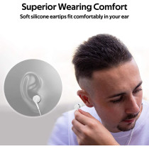 Promate Wired Earphones, Lightweight 3.5mm In-Ear Earbuds Headphones with Noise Isolation, Duet White