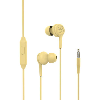 Promate Wired Earphones, Lightweight 3.5mm In-Ear Earbuds Headphones with Noise Isolation, Built-In Microphone, Duet Yellow