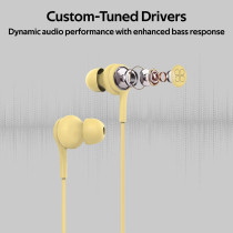 Promate Wired Earphones, Lightweight 3.5mm In-Ear Earbuds Headphones with Noise Isolation, Built-In Microphone, Duet Yellow