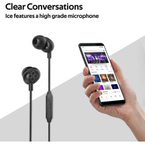 Promate In-Ear Headphones, Premium Audio Enhanced Wired Earphones with Dynamic HD Driver, ICE Black