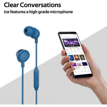 Promate In-Ear Headphones, Premium Audio Enhanced Wired Earphones with Dynamic HD Driver, Hi-Res Built-In Mic, ICE Blue