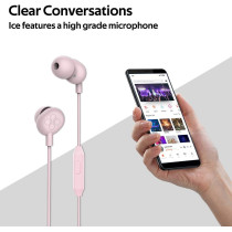Promate In-Ear Headphones, Premium Audio Enhanced Wired Earphones with Dynamic HD Driver, ICE Pink