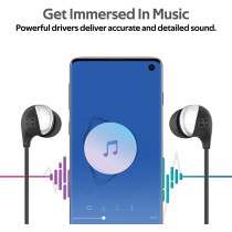 Promate In-Ear Earbuds Headphones, Universal HD Stereo Wired Earphones with Built-In Mic, In-Line Control, Comet Black