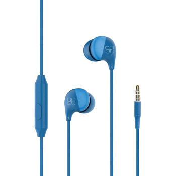 Promate In-Ear Earbuds Headphones, Universal HD Stereo Wired Earphones with Built-In Mic, In-Line Control, Comet Blue