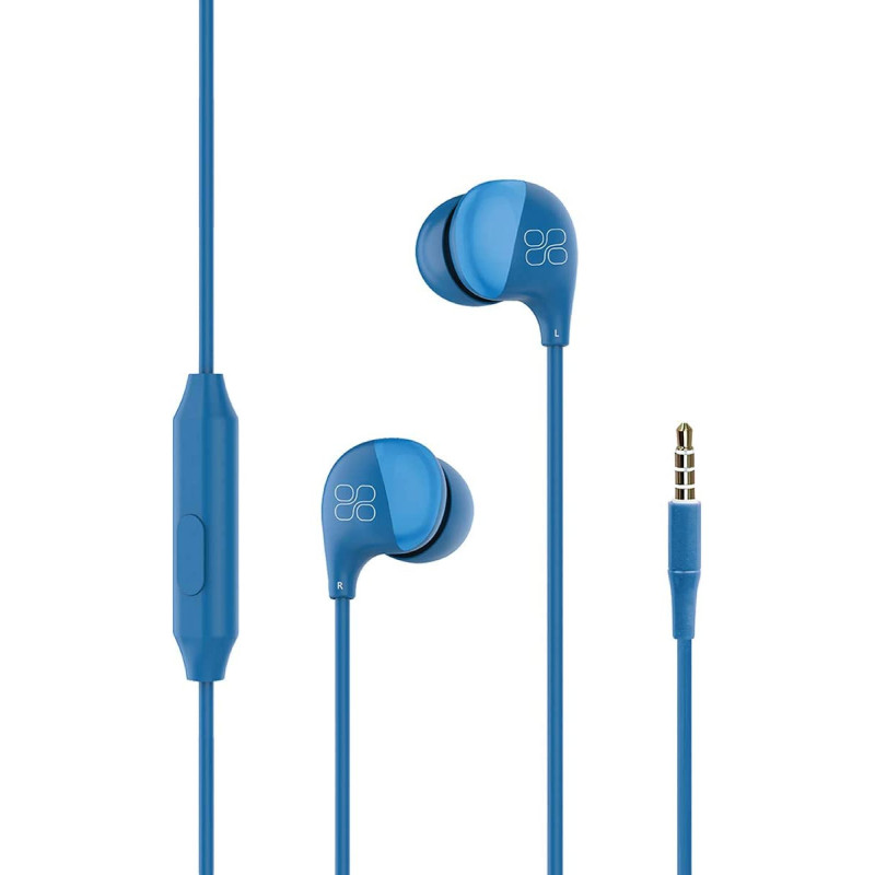 Promate In-Ear Earbuds Headphones, Universal HD Stereo Wired Earphones with Built-In Mic, In-Line Control, Comet Blue
