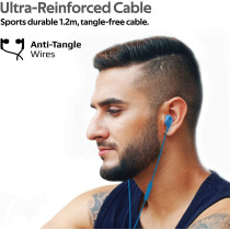 Promate In-Ear Earbuds Headphones, Universal HD Stereo Wired Earphones with Built-In Mic, In-Line Control, Comet Blue