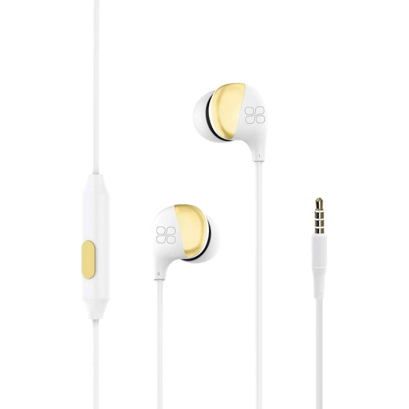 Promate In-Ear Earbuds Headphones, Superior Sound Quality and 1.2m Tangle-Free Cord for Smartphones, Tablets, Pc, Comet Gold