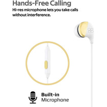 Promate In-Ear Earbuds Headphones, Superior Sound Quality and 1.2m Tangle-Free Cord for Smartphones, Tablets, Pc, Comet Gold