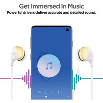 Promate In-Ear Earbuds Headphones, Superior Sound Quality and 1.2m Tangle-Free Cord for Smartphones, Tablets, Pc, Comet Gold