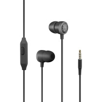 Promate In-Ear Wired Headphones,Comfortable Secure Fit Earbuds, 1.2m Tangle-Free Cord and One-Button Control, Ingot Black