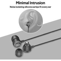 Promate In-Ear Wired Headphones,Comfortable Secure Fit Earbuds, 1.2m Tangle-Free Cord and One-Button Control, Ingot Black