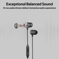 Promate In-Ear Wired Headphones,Comfortable Secure Fit Earbuds, 1.2m Tangle-Free Cord and One-Button Control, Ingot Black