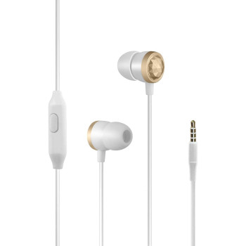 Promate In-Ear Wired Headphones, Premium Metallic Hi-Fi Stereo Wired Earphone with Built-in Mic, Ingot Gold