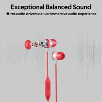 Promate In-Ear Wired Headphones, Premium Metallic Hi-Fi Stereo Wired Earphone with Built-in Mic, Ingot Red