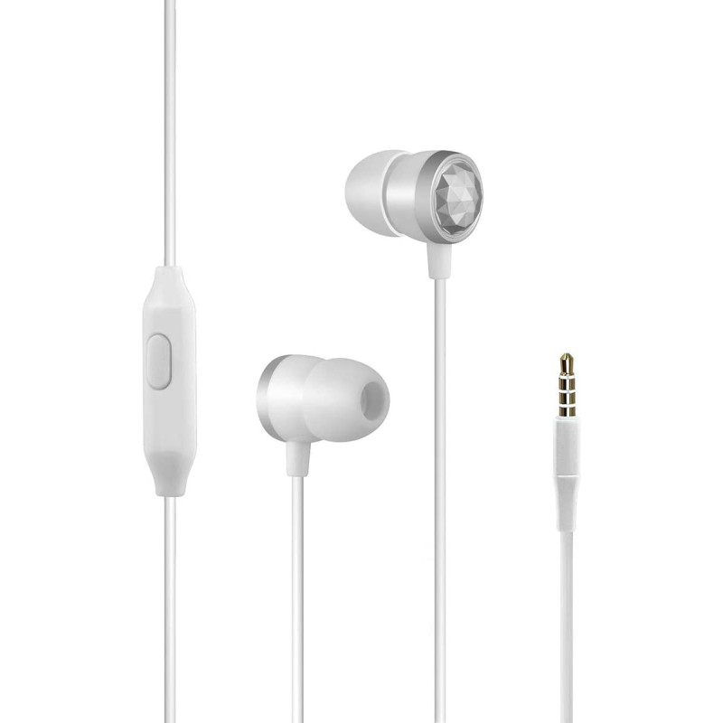 Promate In-Ear Wired Headphones, Premium Metallic Hi-Fi Stereo Wired Earphone with Built-in Mic, Ingot Silver