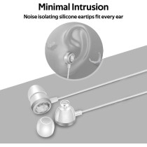 Promate In-Ear Wired Headphones, Premium Metallic Hi-Fi Stereo Wired Earphone with Built-in Mic, Ingot Silver