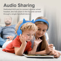 Promate Kids Headphones, On-Ear Foldable Wired Headset with Safe Volume Limited, Simba Aqua