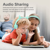 Promate Kids Headphones, On-Ear Foldable Wired Headset with Safe Volume Limited to 85dB, Simba Emerald