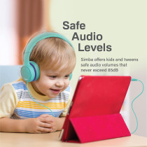 Promate Kids Headphones, On-Ear Foldable Wired Headset with Safe Volume Limited to 85dB, Simba Emerald