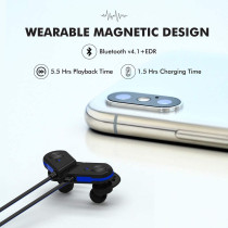 Promate Magnetic Wireless Earbuds Secure-Fit In-Ear Sport HD Sound Earphones with Mic, Fluid Blue