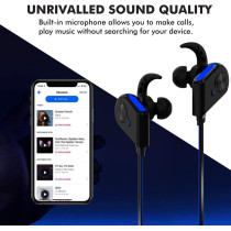 Promate Magnetic Wireless Earbuds Secure-Fit In-Ear Sport HD Sound Earphones with Mic, Fluid Blue