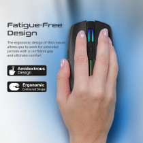 Promate Wireless Mouse, Ergonomic 500mAh Rechargeable LED Backlit Mice with Adjustable 1600DPI, Kitt Black
